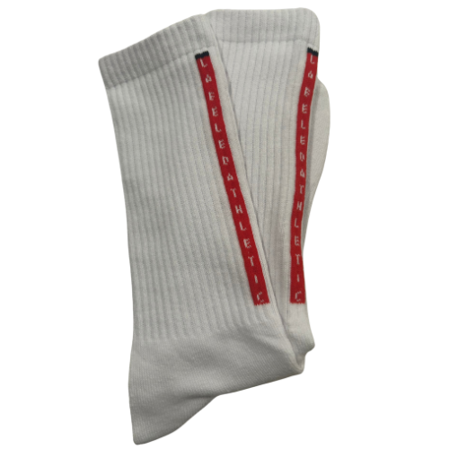 LABELED ATHLETIC - ALIGNED FOCUS SOCKS | WHITE/RED/BLACK