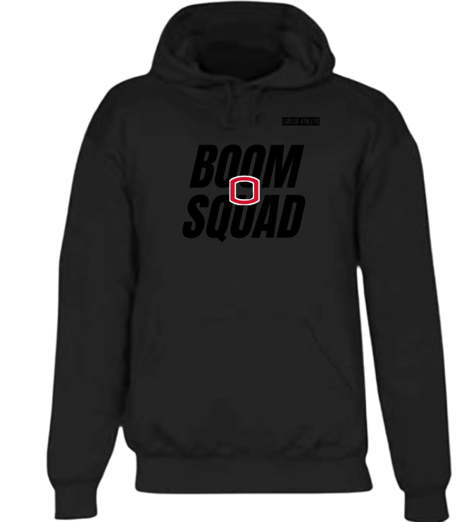BOOM SQUAD LABELED ATHLETIC HOODIE | BLACK/BLACK
