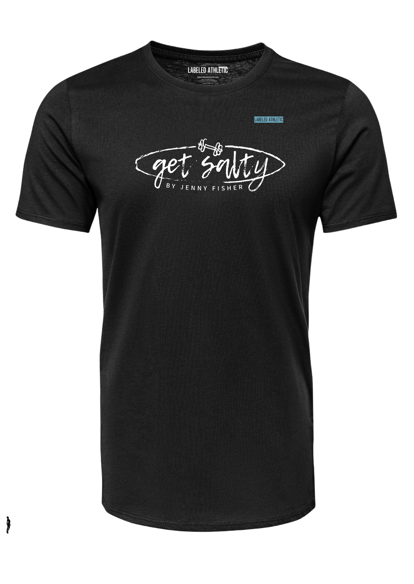 GET SALTY by Jenny Fisher - LABELED ATHLETIC T-SHIRT | BLACK/WHITE/TEAL