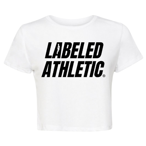 LABELED ATHLETIC "STACKED BIG FONT" CROPPED T-SHIRT WHITE/BLACK