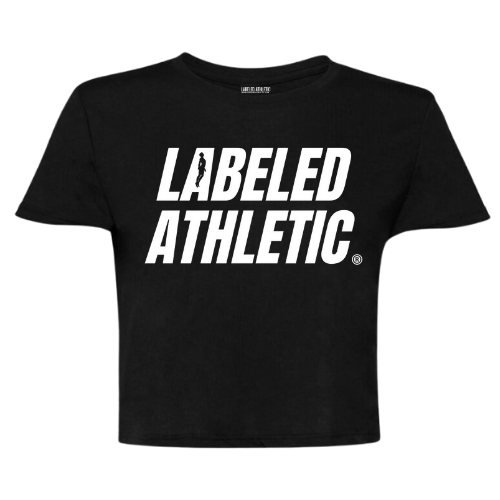 LABELED ATHLETIC "STACKED BIG FONT" CROPPED T-SHIRT BLACK/WHITE