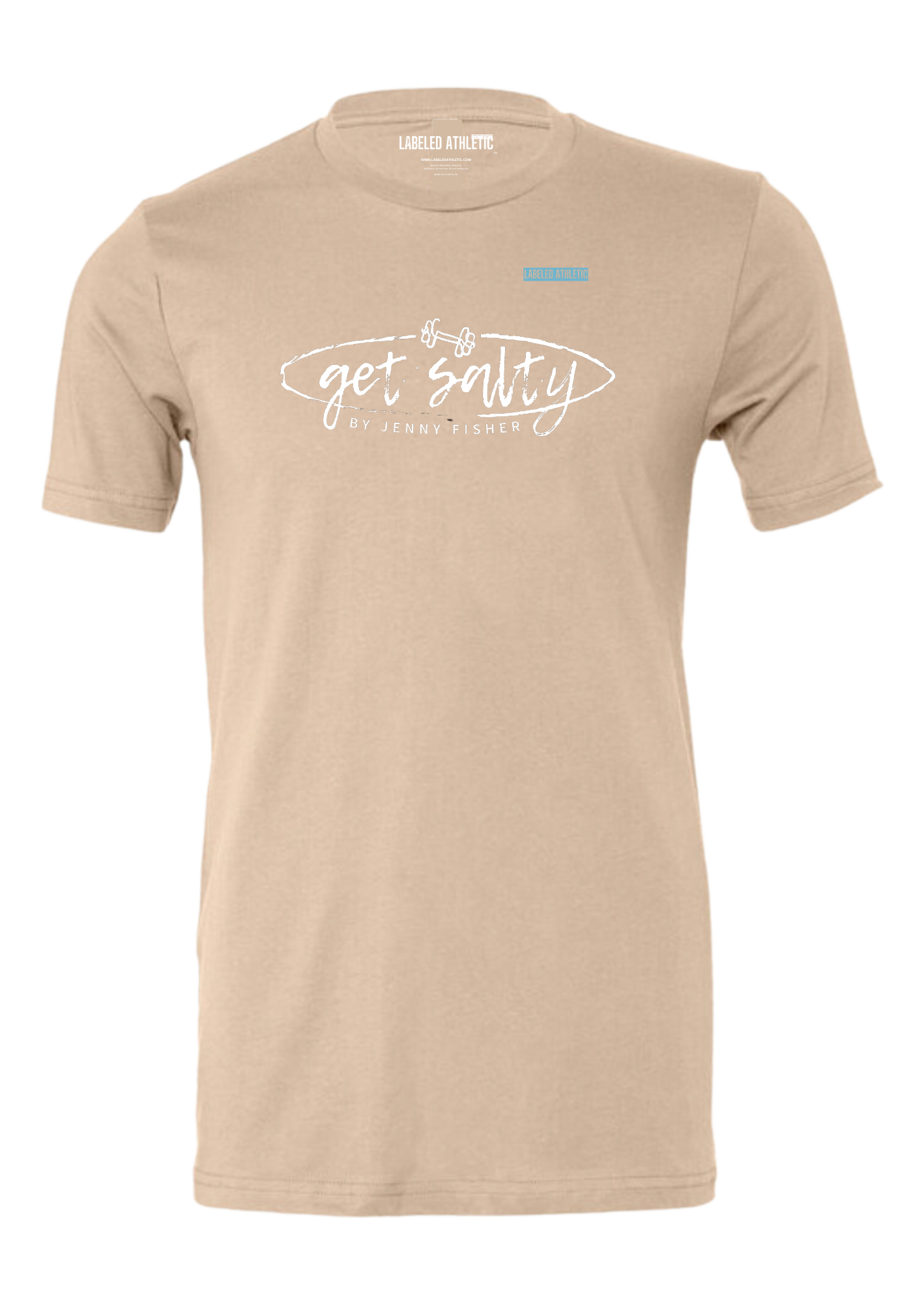 GET SALTY by Jenny Fisher - LABELED ATHLETIC T-SHIRT | SAND/WHITE/TEAL