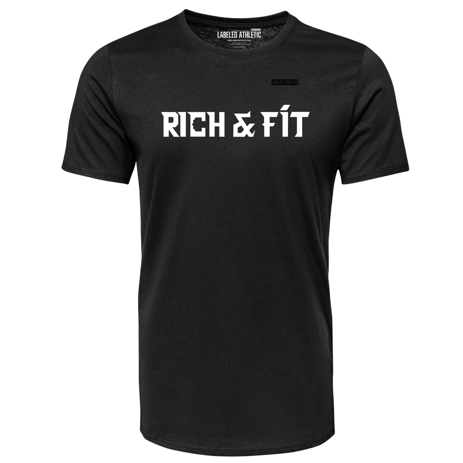RICH & FIT - LABELED ATHLETIC T-SHIRT | BLACK/WHITE