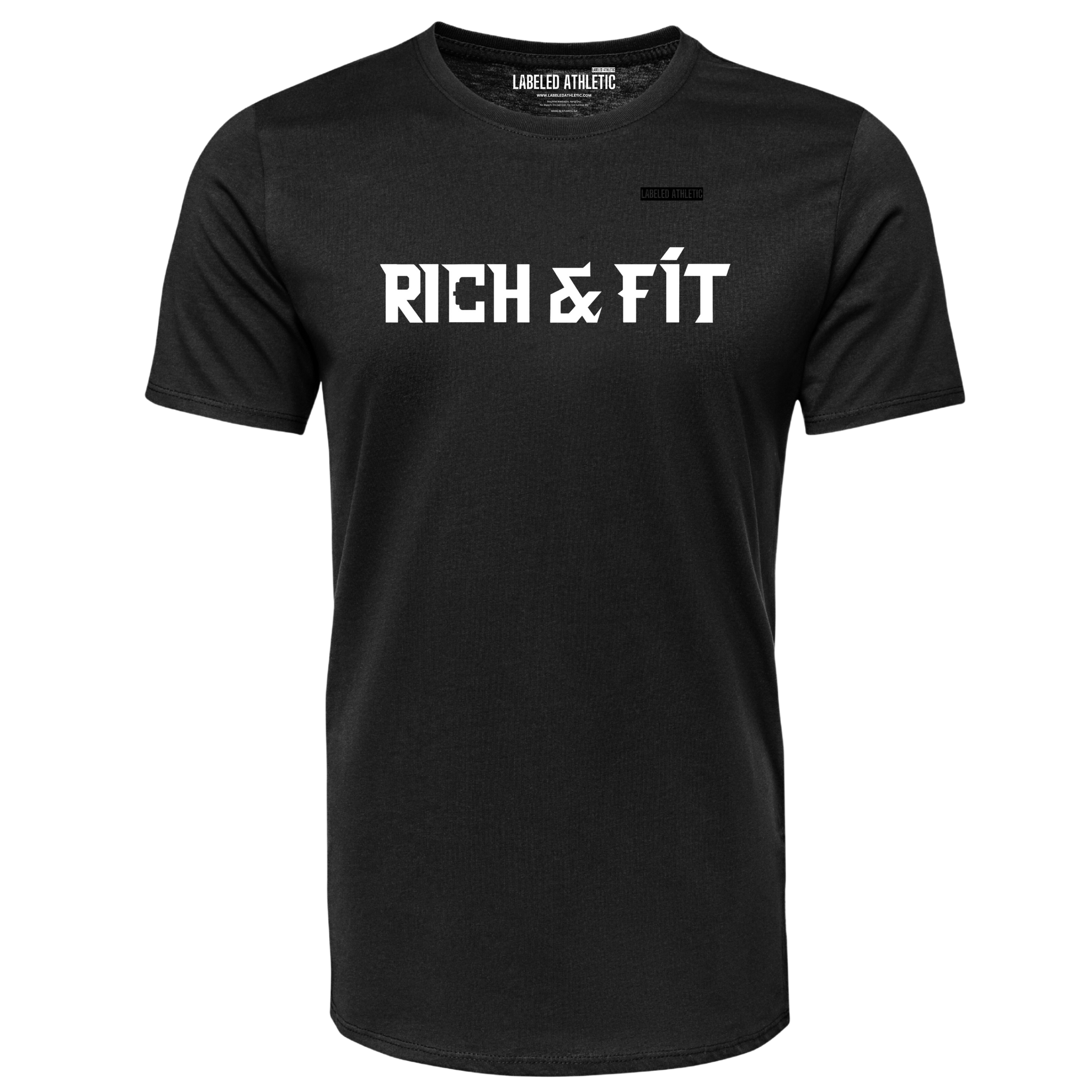 RICH & FIT - LABELED ATHLETIC T-SHIRT | BLACK/WHITE