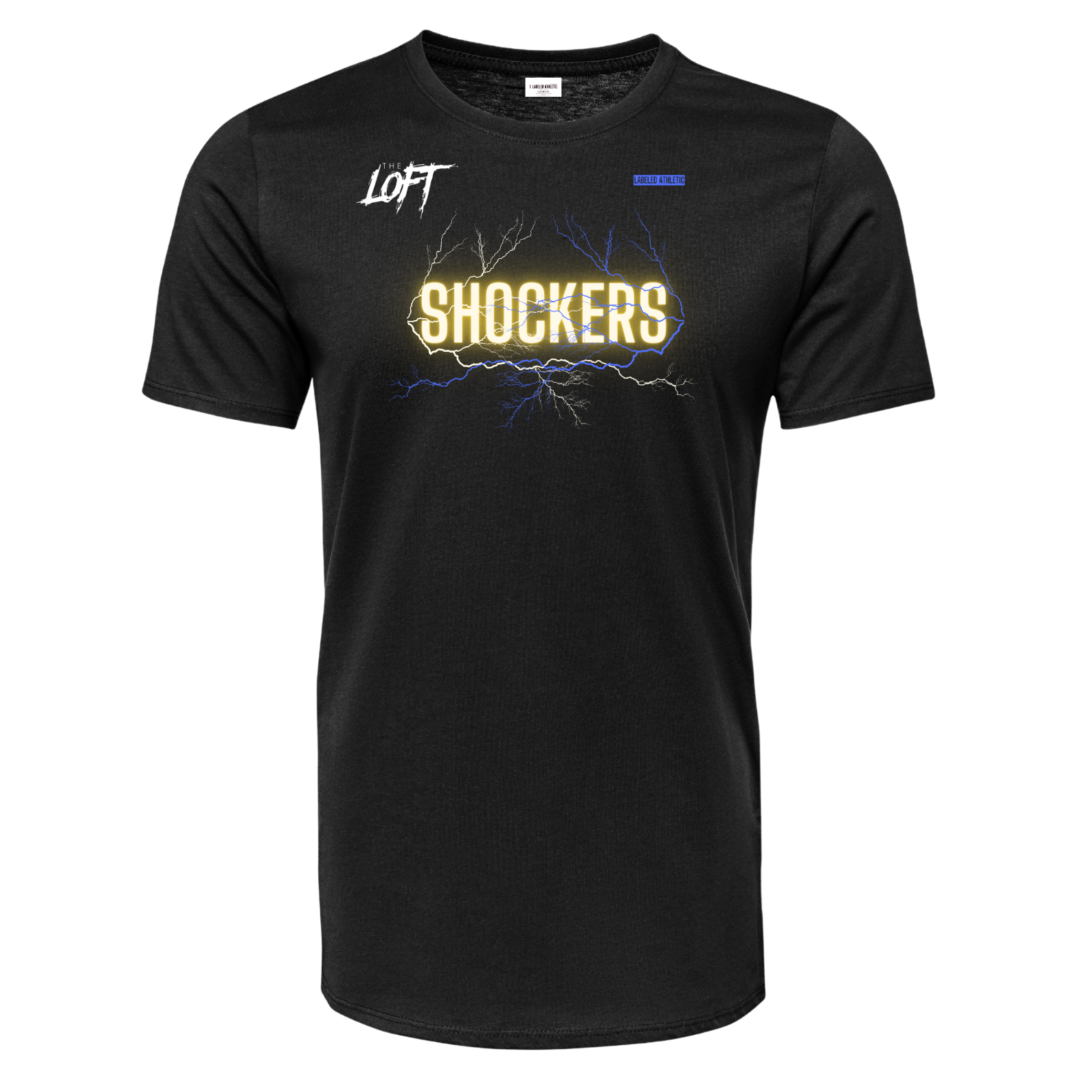 "SHOCKERS" THE LOFT ATHLETIC CLUB - LABELED ATHLETIC T-SHIRT | BLACK/WHITE/ROYAL/YELLOW
